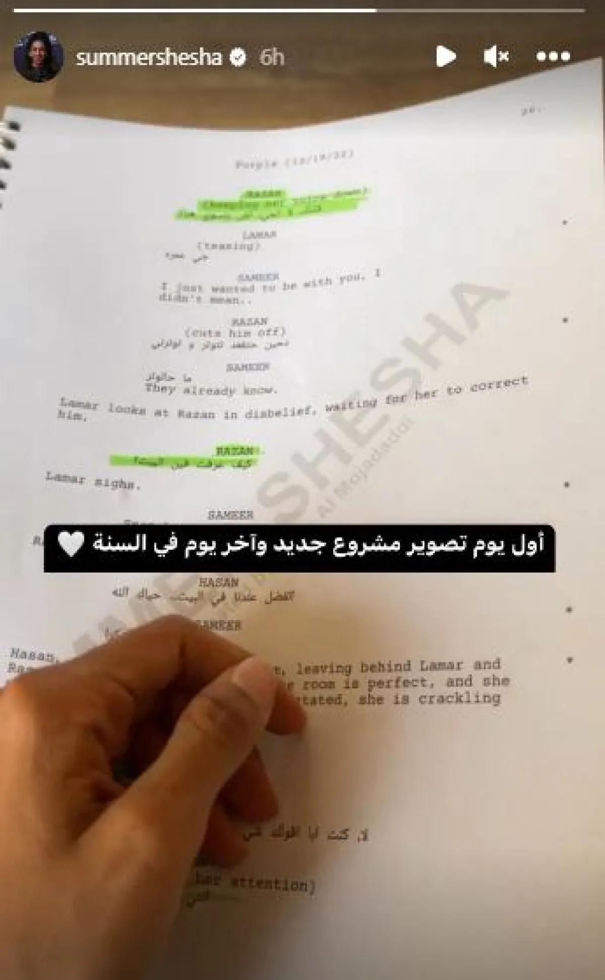 سكرين شوت من خاصية " الستوري" عبر حساب الفنانة سمر ششة على " انستغرام"