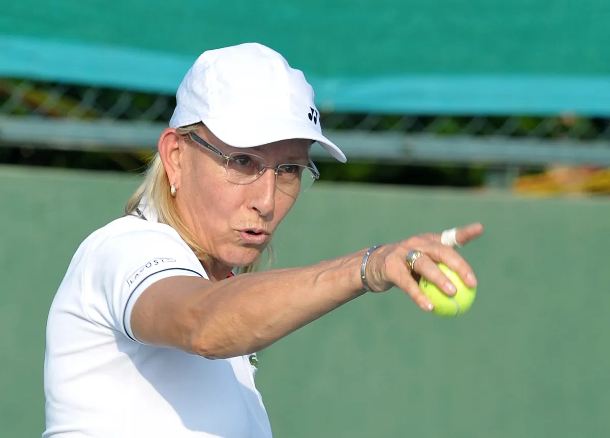 Former US tennis player Martina Navratilova at the Sania Mirza Tennis Academy (SMTA) in Hyderabad on November 26, 2015. NOAH SEELAM / AFP