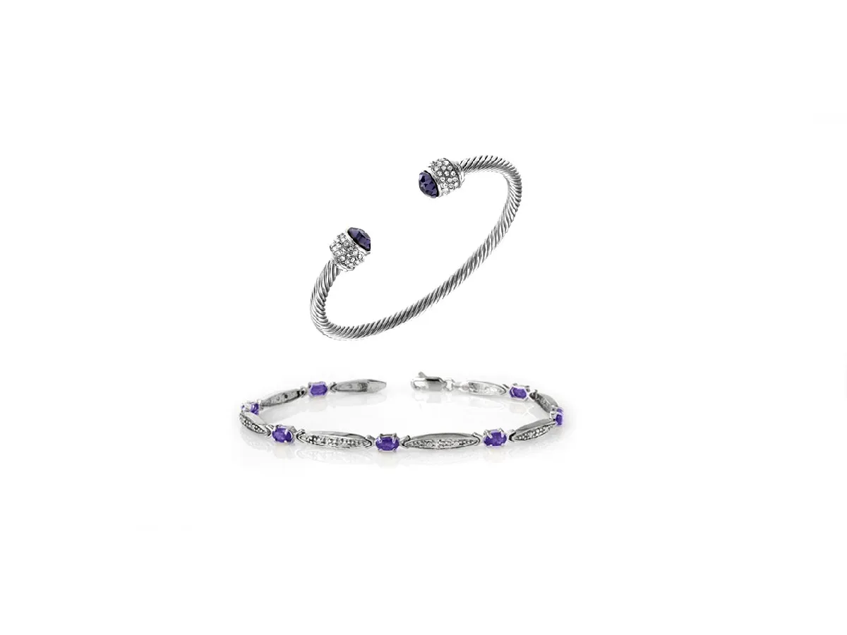 أساور مرصعة بحجر التنزانيت