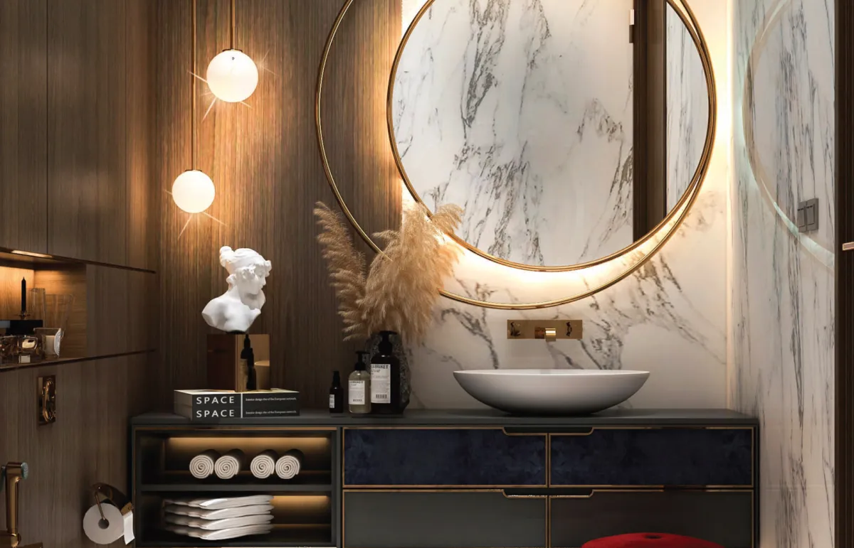 لمسات عصرية في حمامات الضيوف الفاخرة 