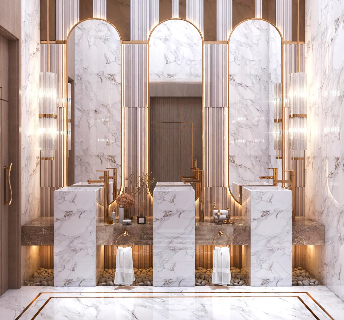 أحواض الغسيل متعددة، في المساحة