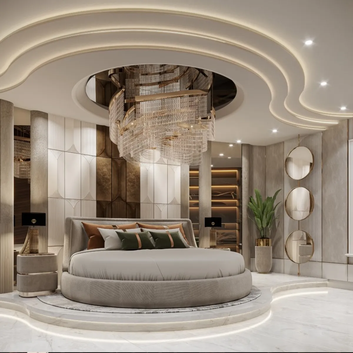 غرفة النوم الزوجية المريحة تتبع الطراز "المودرن" في التصميم