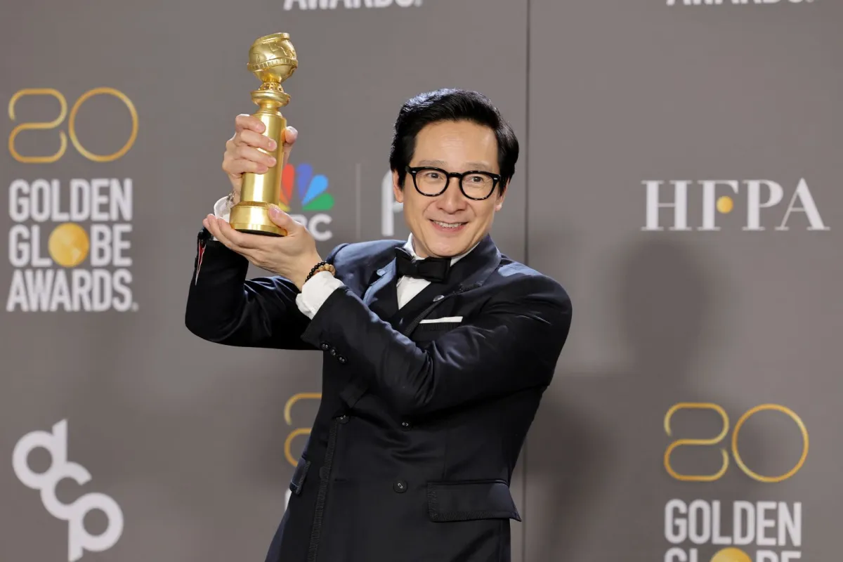 Ke Huy Quan in the press room during the 80th Annual Golden Globe Awards at The Beverly Hilton on January 10, 2023 in Beverly Hills, California. Amy Sussman/Getty Images/AFP