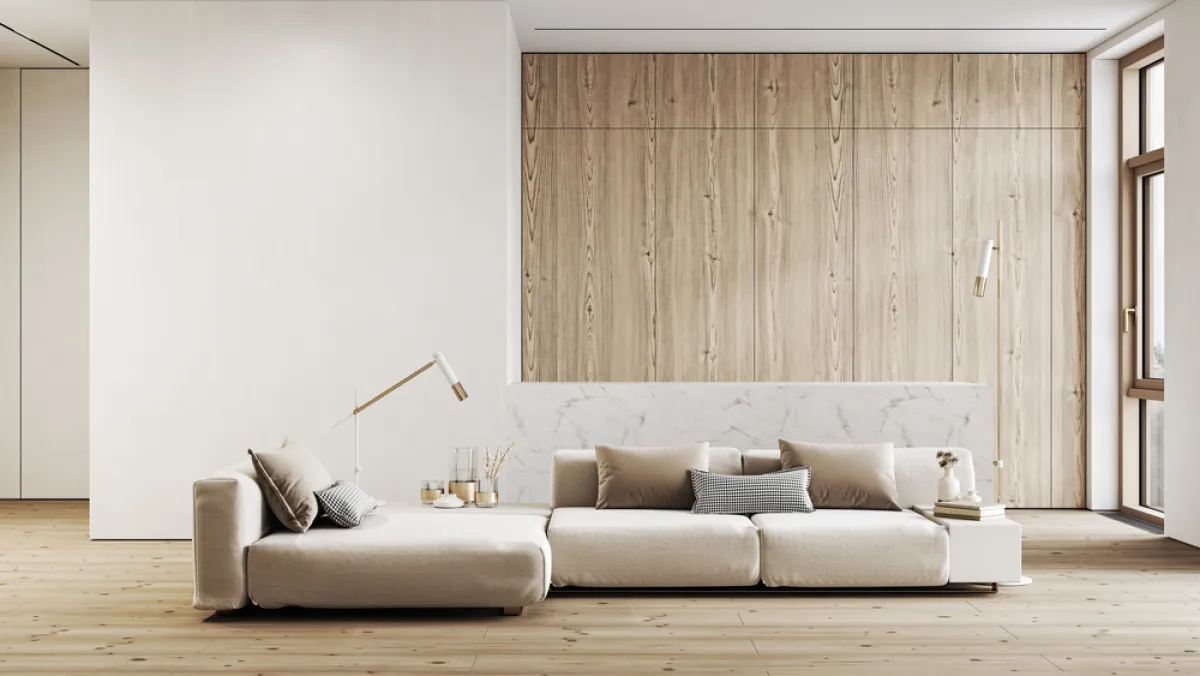 من المحبذ كساء جدار الصالة الرئيس بالخشب