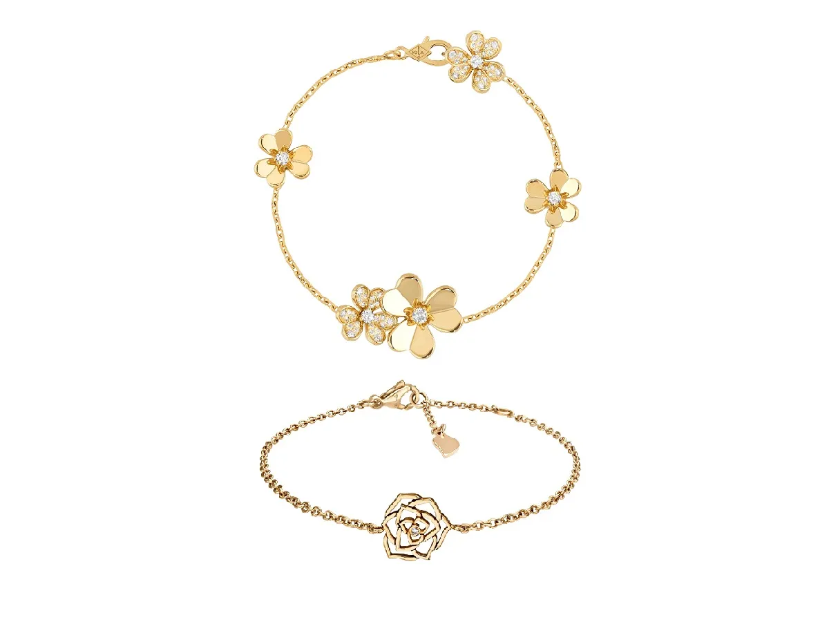 أساور ذهب راقية على شكل وردة لشتاء 2023