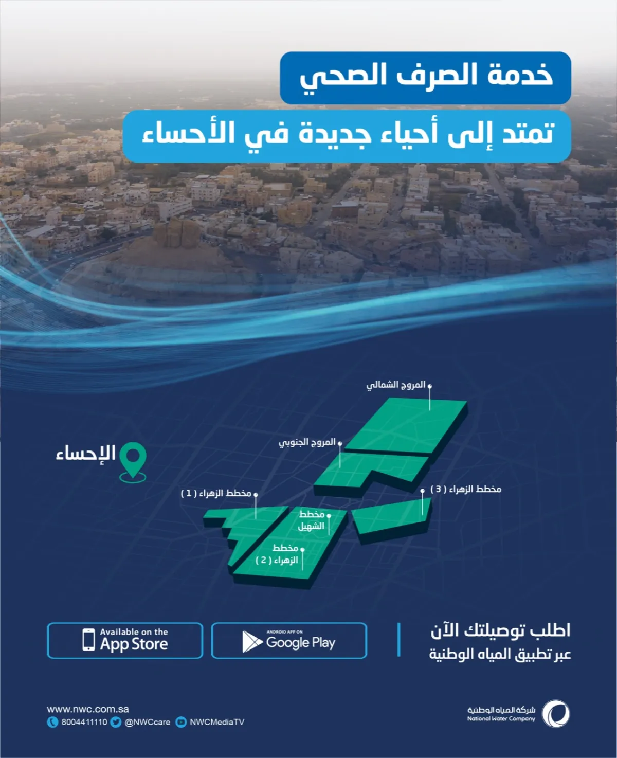 المياه الوطنية تُدخل عدد من أحياء الأحساء في منظومة خدماتها البيئية بتكلفة تجاوزت 16 مليون ريال