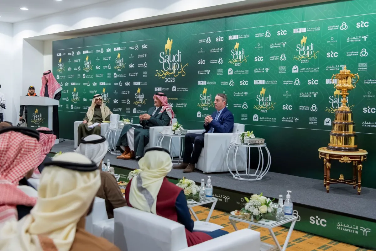 جانب من المؤتمر الصحفي لكأس السعودية 2023 - الصورة من المركز الإعلامي لنادي سباقات الخيل