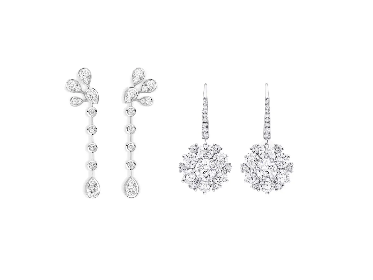 موديلات أقراط مرصعة بالألماس المستدير لإطلالاتك الراقية بالعباية