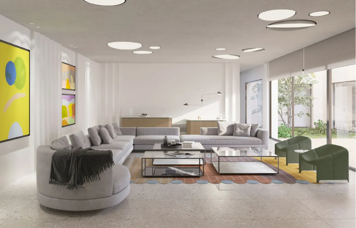 غرفة معيشة من تصميم المصممتان نور وميساء صقال