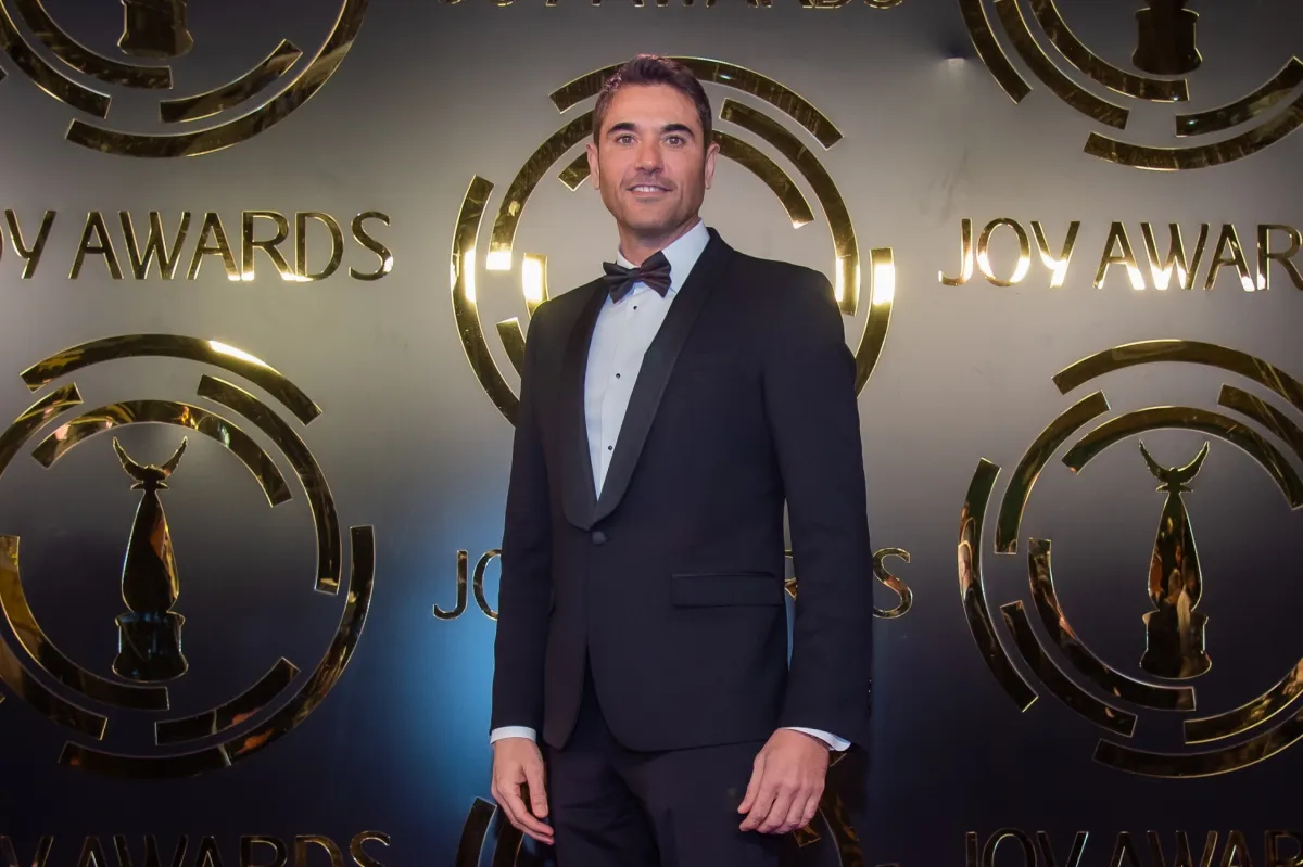 أحمد عز وياسمين صبري في حفل Joy Awards 2023-الصورة من المركز الإعلامي لموسم الرياض