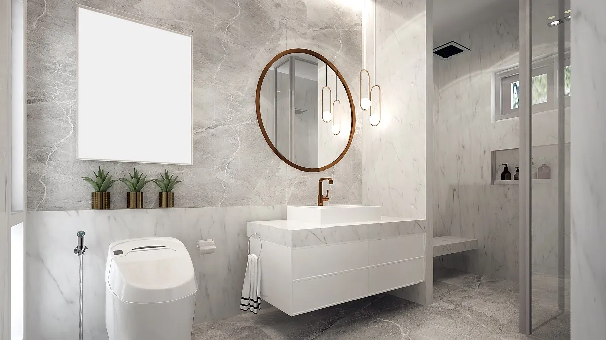 الأبيض خيار جذاب في ديكور الحمام