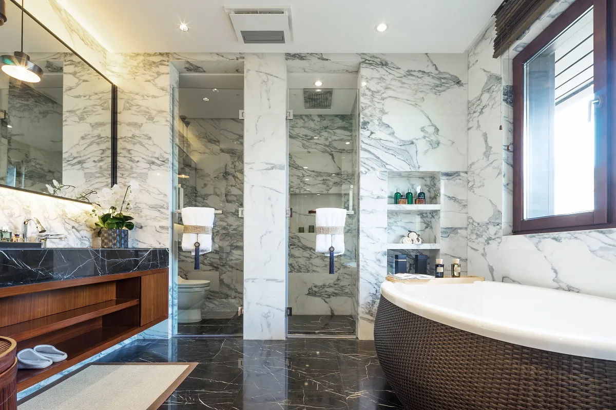 الرخام هو من المواد المستخدمة في الحمام