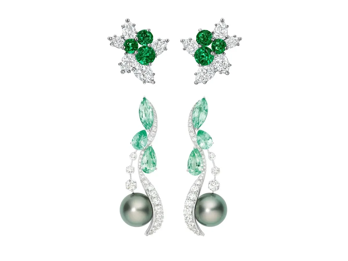 أقراط مرصعة بالزمرد واللؤلؤ لإطلالة شتوية فاخرة في 2023