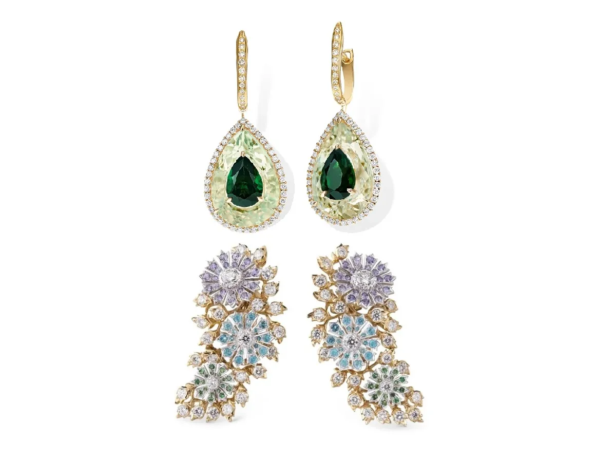 موديلات أقراط مرصعة بالالماس والتورمالين لإطلالة ساحرة في شتاء 2023