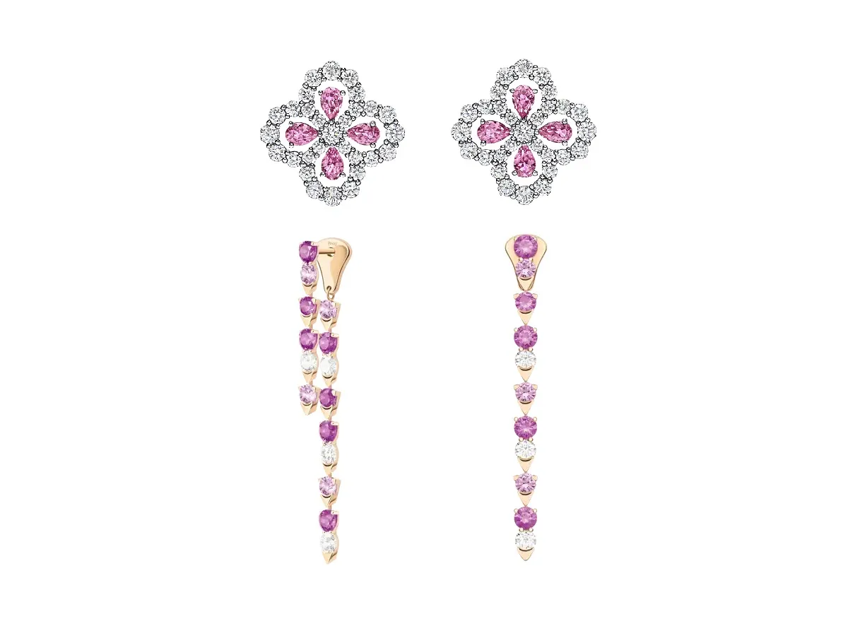 موديلات أقراط مرصعة بأحجار وردية تناسب إطلالتك الشتوية