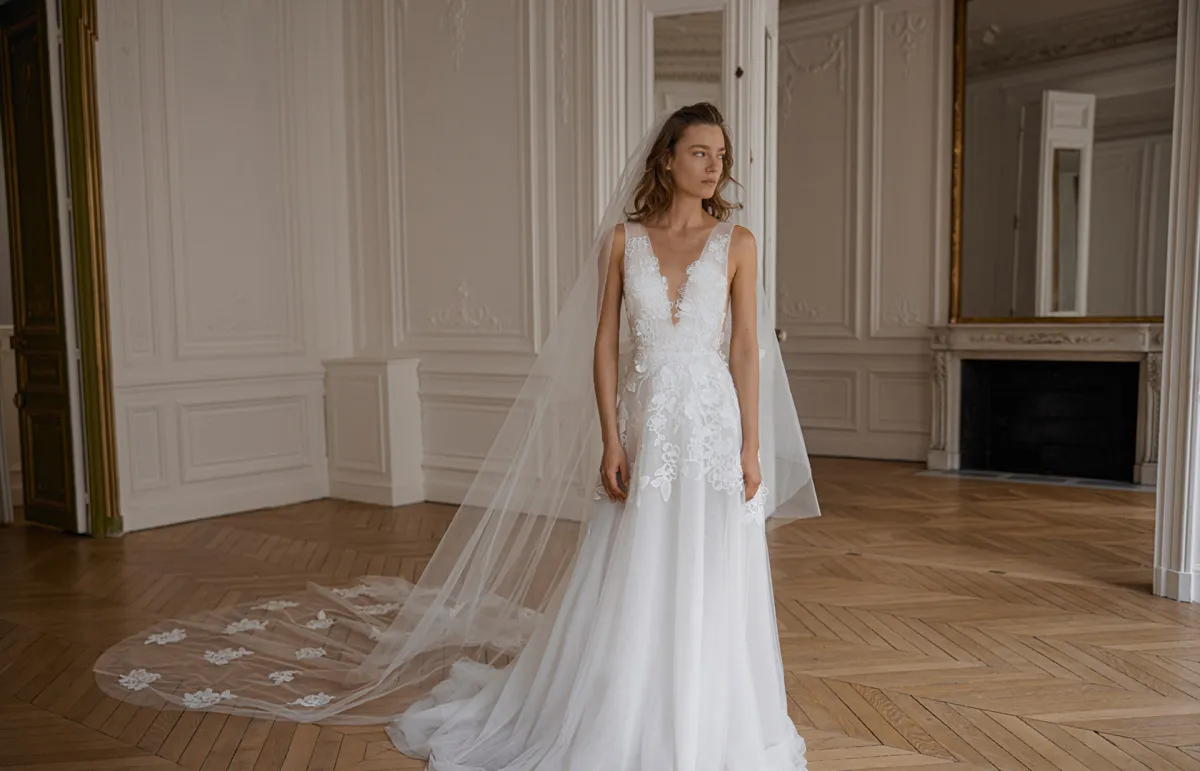 طرحة زفاف مزخرفة بالزهور من إيزن شتاين Eisen Stein