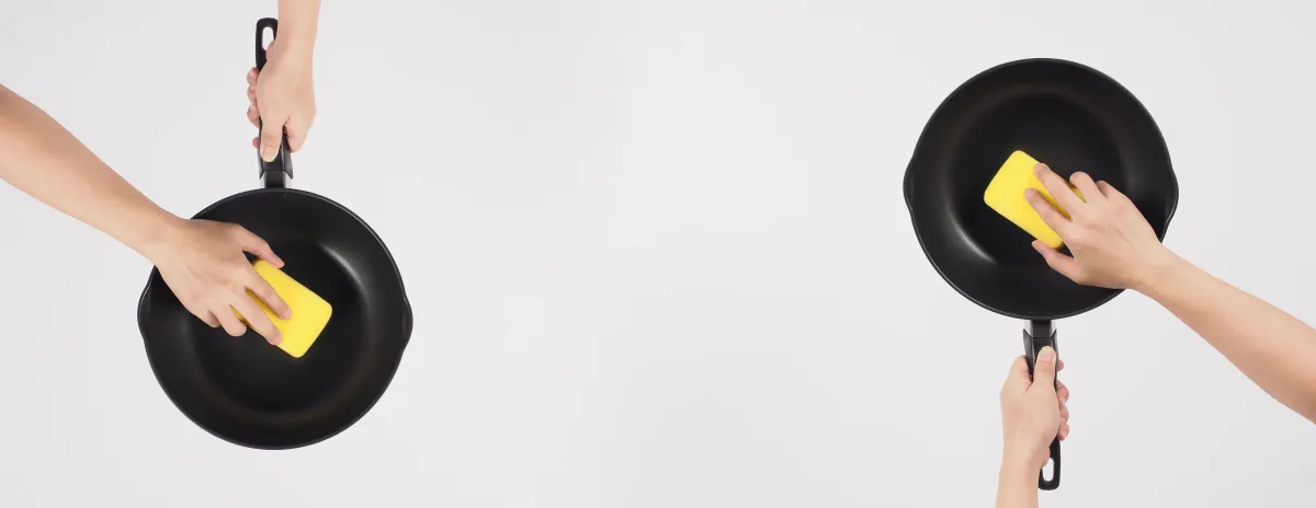 طريقة التنظيف للمقلاة غير اللاصقة 