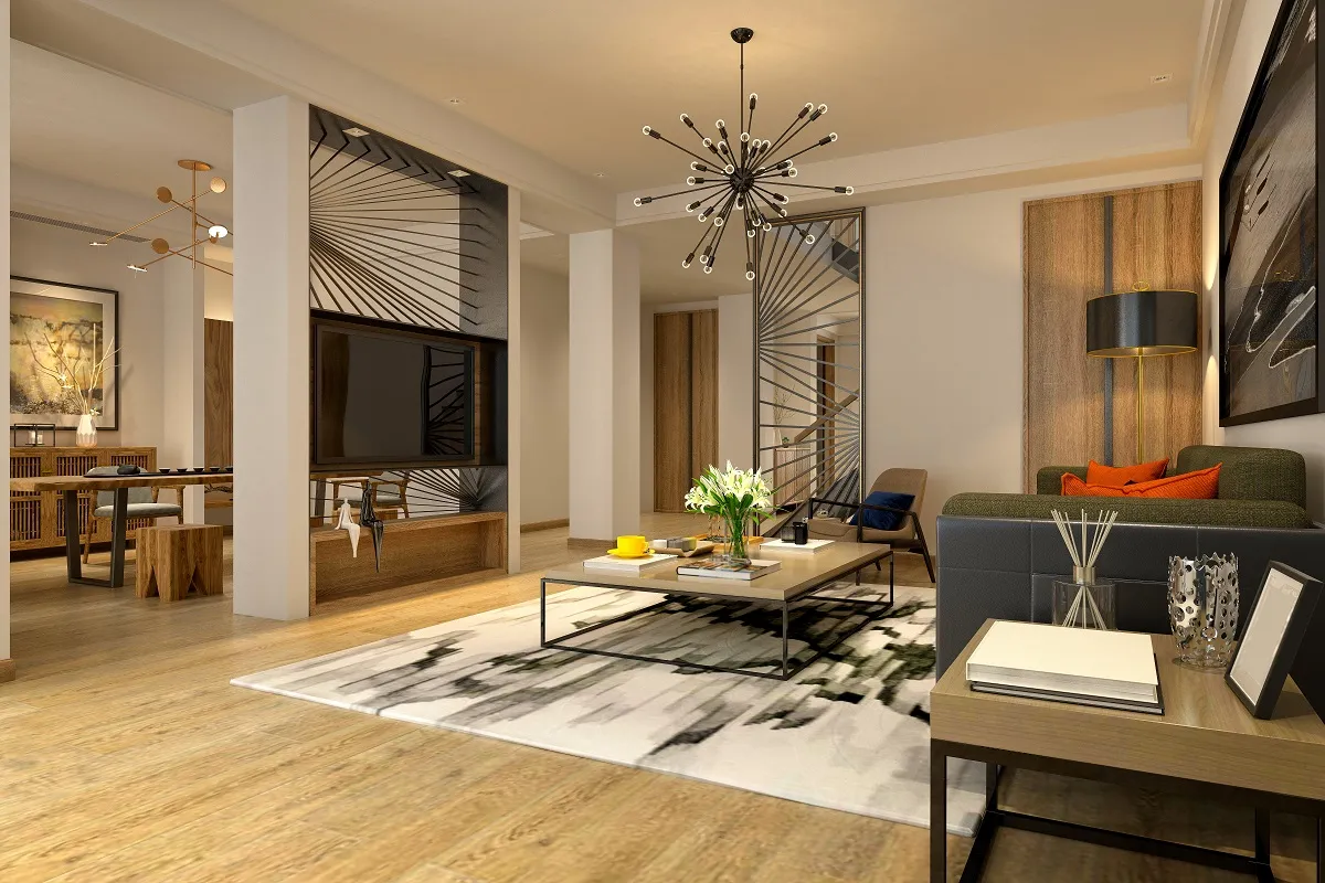 نموذج عن كيفية تصميم جدار التلفاز في المساحة المفتوحة؟