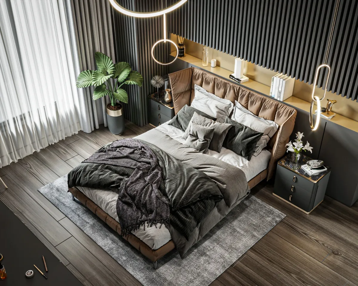 إضاءة مميزة في غرفة النوم الزوجية