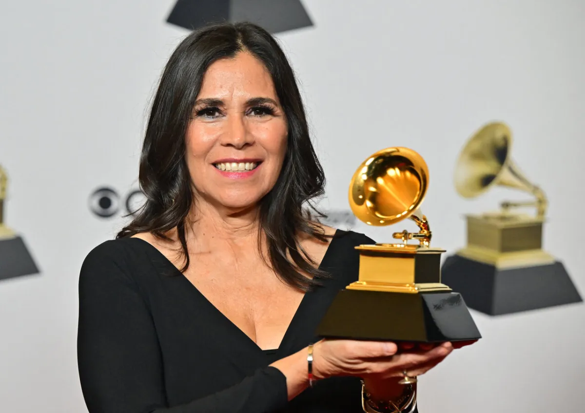 US film composer Germaine Franco winner for Best Score Soundrack for Visual Medis "Encanto" in the press room during the 65th Annual Grammy Awards at the Crypto.com Arena in Los Angeles on February 5, 2023. Frederic J. Brown / AFP