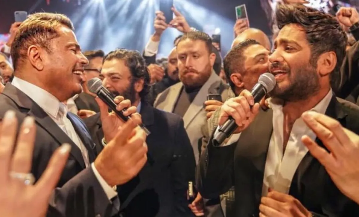 تامر حسني وعمرو دياب من حفل زفاف أحمد عصام  - صورة من صفحة تامر حسني على انستغرام