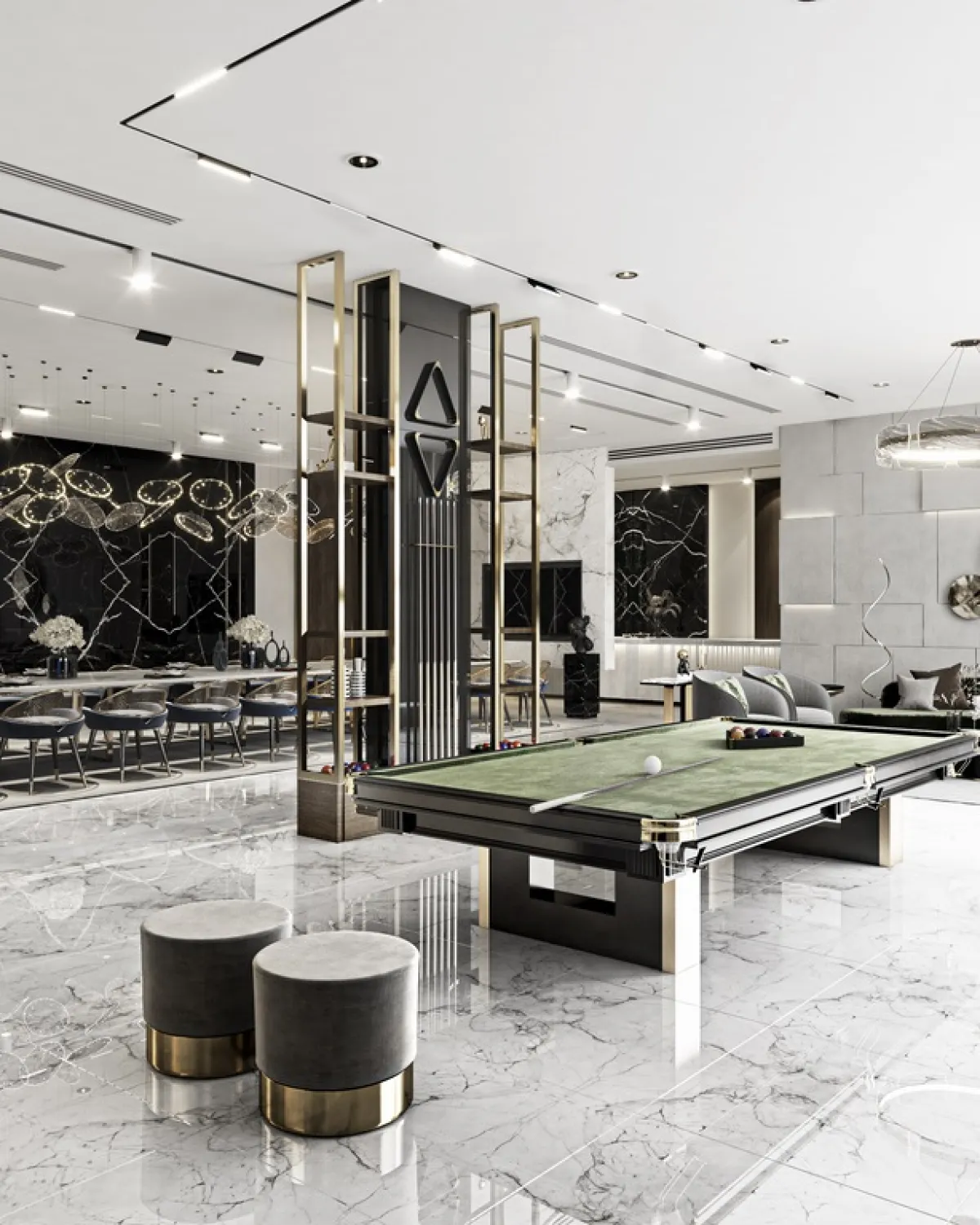 نموذج عن الرفوف الخشبية المدمجة بالمعدن الذهبي 