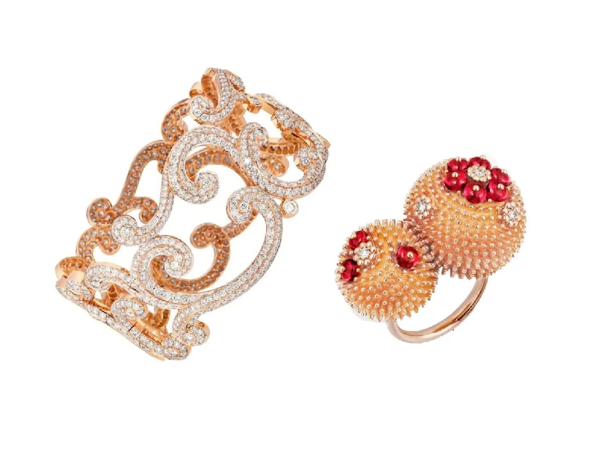 مجوهرات ذهب وردي بتصاميم تجمع بين العصرية والفخامة لعروس شتاء 2023