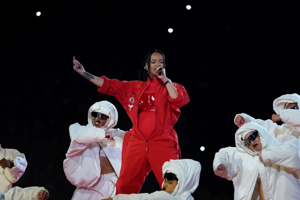 Rihanna at State Farm Stadium in Glendale, Arizona, on February 12, 2023. TIMOTHY A. CLARY / AFP