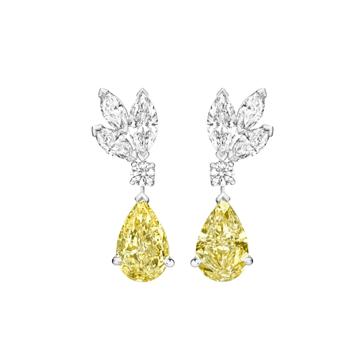 أقراط بالماس الأصفر والأبيض من بياجيه Piaget  