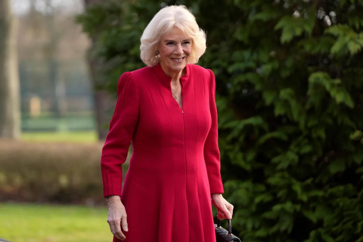 Camilla arrives to visit Lille Barracks in Aldershot, southern England on January 31, 2023. Alastair Grant / POOL / AFP