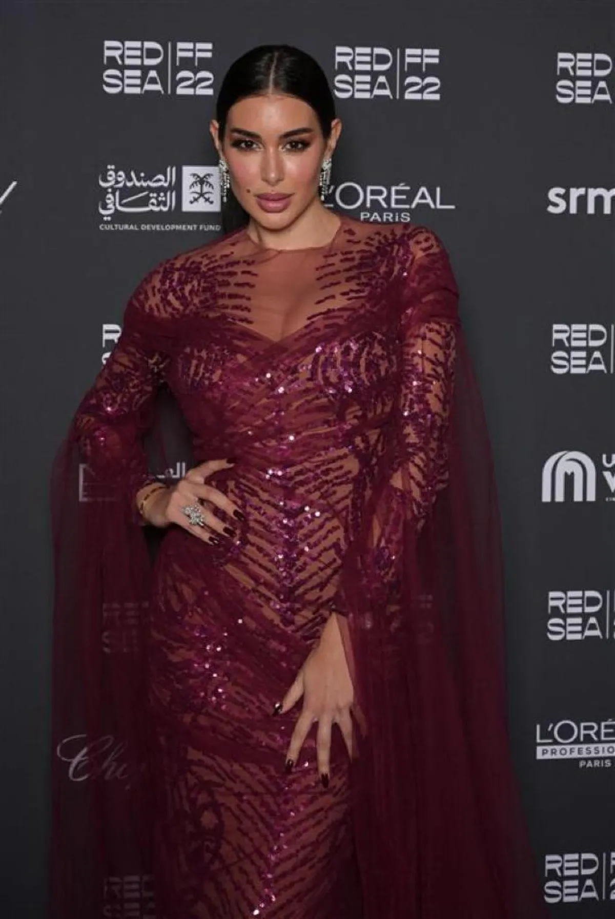 Yasmin Sabri on the Red Carpet during the closing ceremony of the second edition of the Red Sea International Film Festival (RSIFF), in Jeddah, Saudi Arabia, on December 8, 2022.  AMMAR ABD RABBO