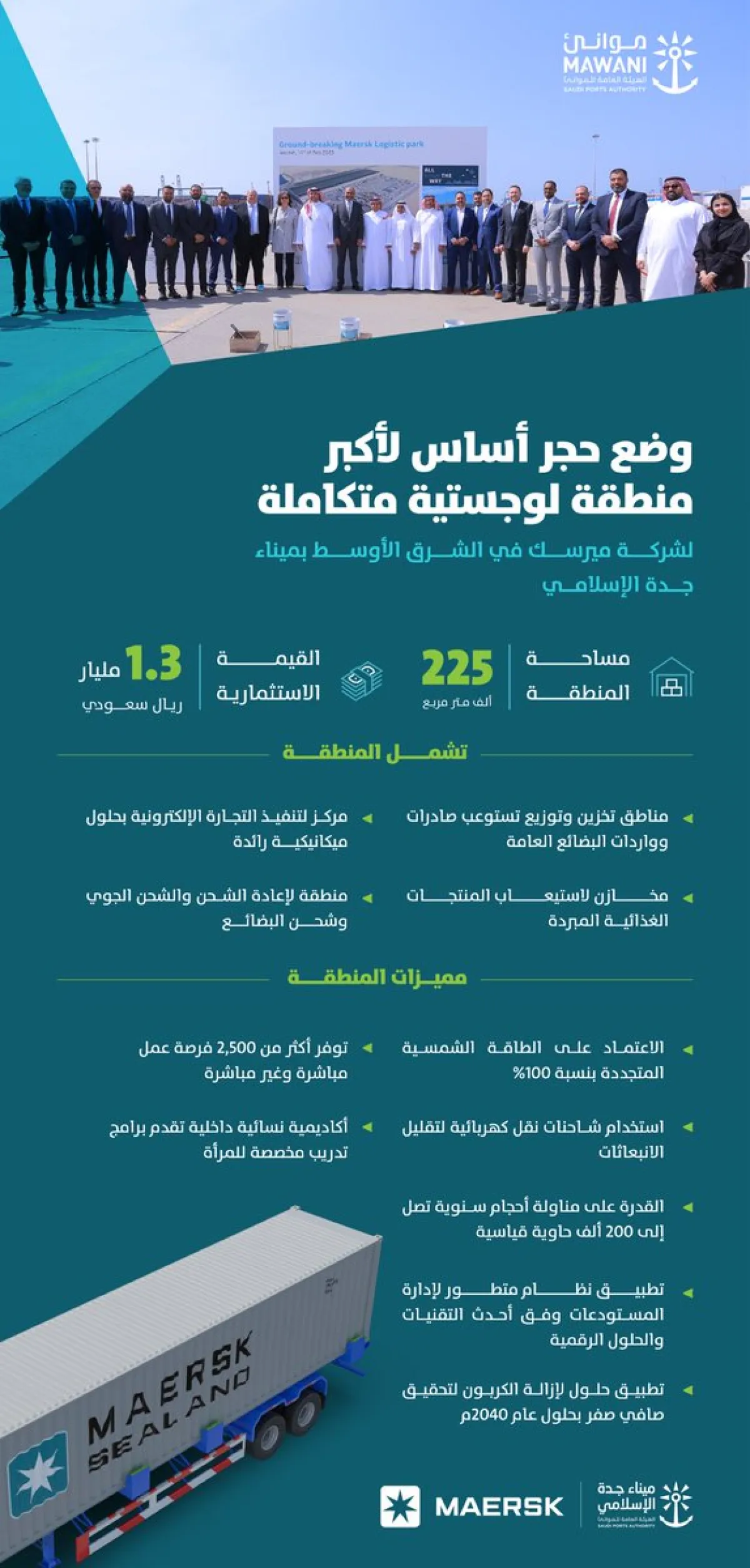 موانئ تضع حجر أساس أكبر منطقة لوجستية متكاملة في الشرق الأوسط بميناء جدة الإسلامي