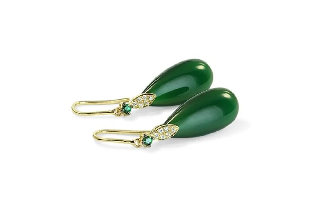 أقراط بحجر العقيق الأخضر من Sensa 