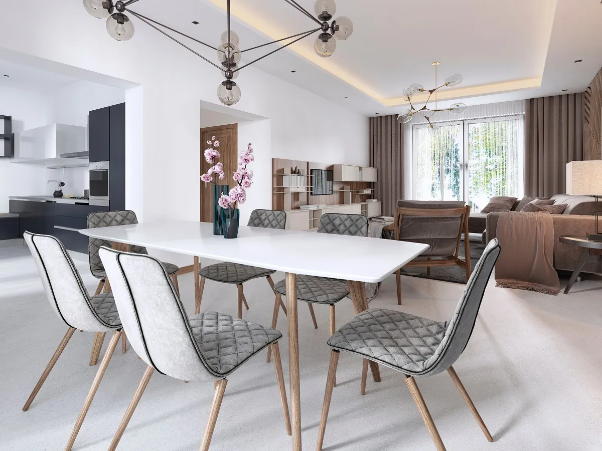 غرفة الطعام مفتوحة على الصالة