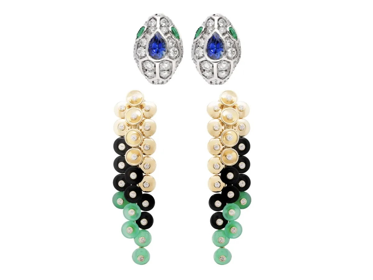 موديلات أقراط بثلاثة أحجار كريمة