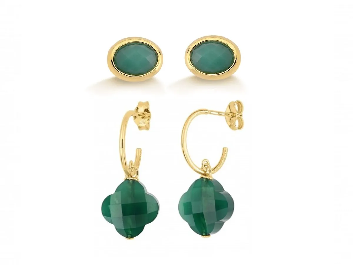 موديلات أقراط عصرية بحجر العقيق الأخضر..حجر الحظ والجمال