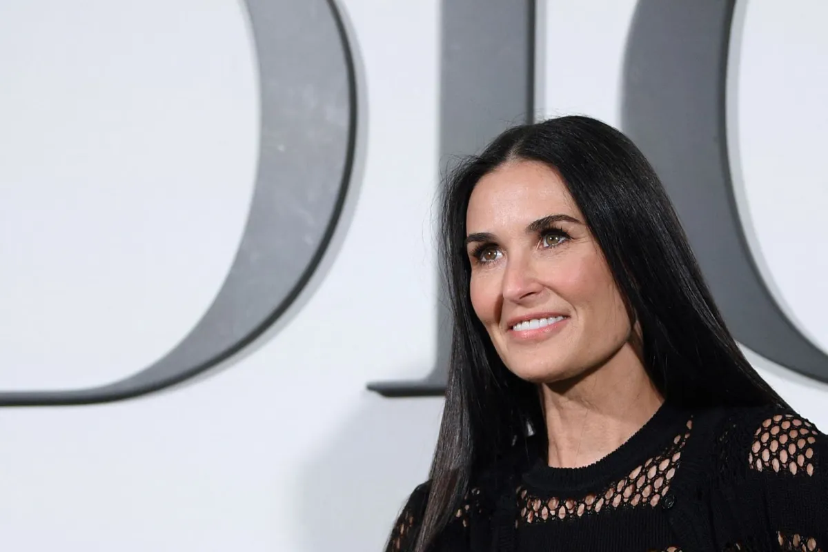 Demi Moore in Paris, on February 25, 2020. Anne-Christine POUJOULAT / AFP