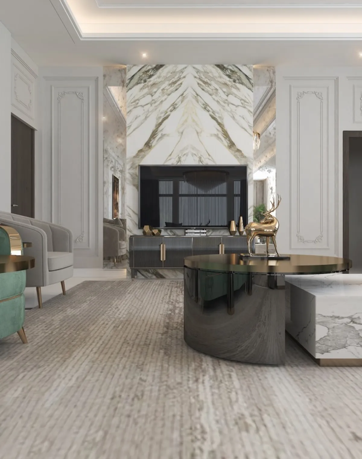 تصميم حائط التلفاز في مجلس الرجال