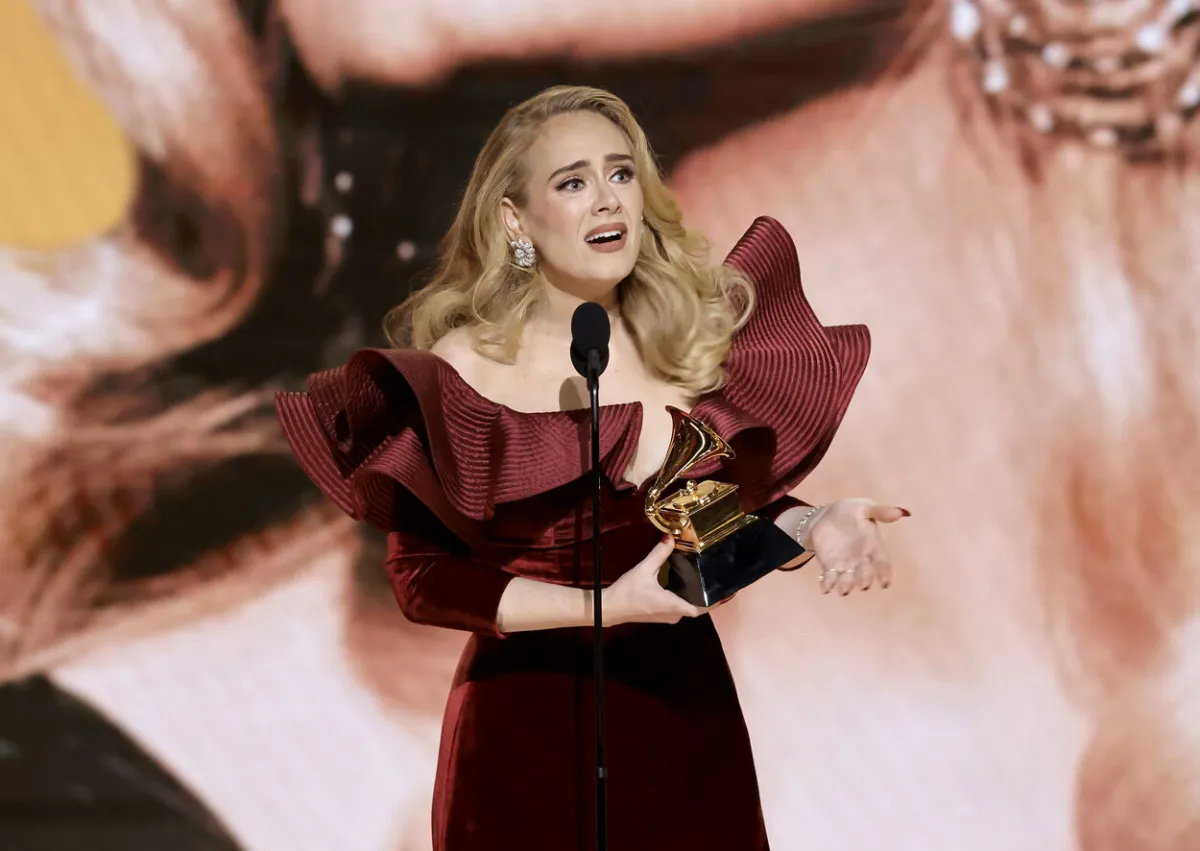Adele accepts the Best Pop Solo Performance award for “Easy On Me” onstage during the 65th GRAMMY Awards at Crypto.com Arena on February 05, 2023 in Los Angeles, California. Kevin Winter/Getty Images for The Recording Academy/AFP