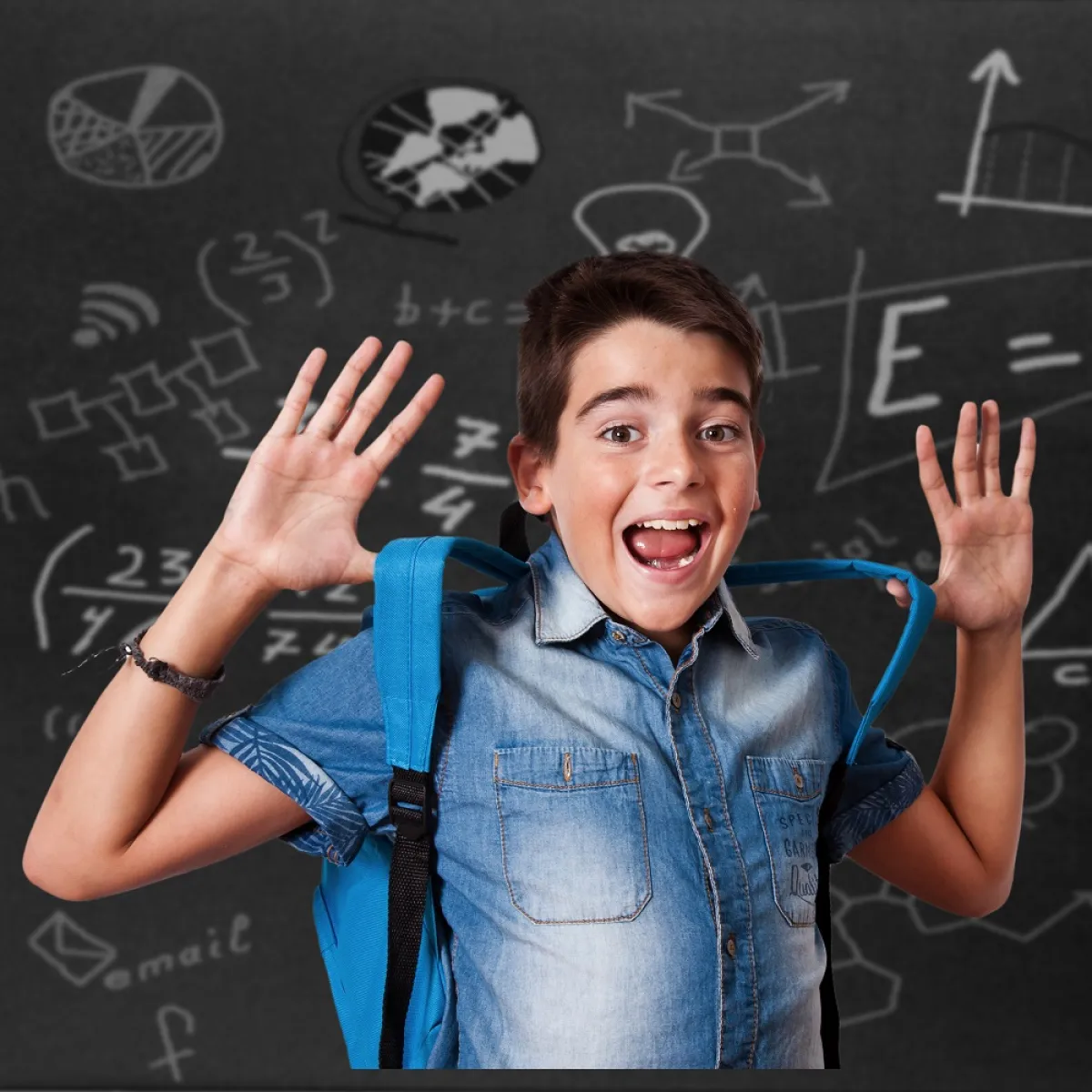 صورة لطفل انتهى من حل المسألة الرياضية