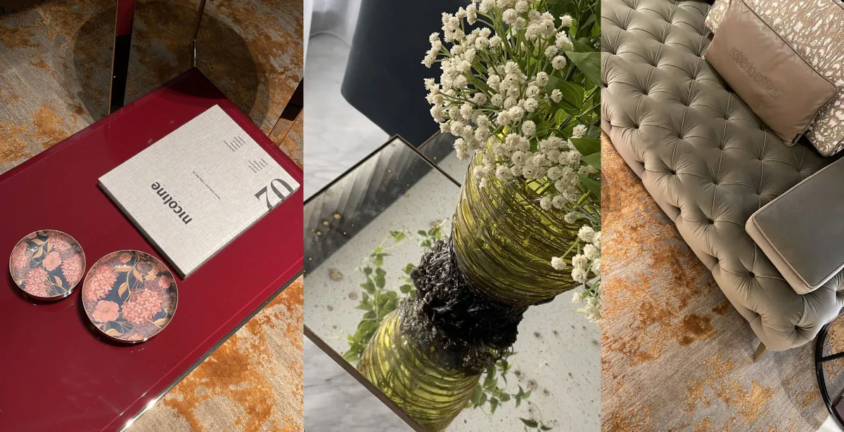 المصمم الداخلي يجري البحوث بهدف إنشاء تصاميم تدمج المواد والألوان بالمساحات الداخلية