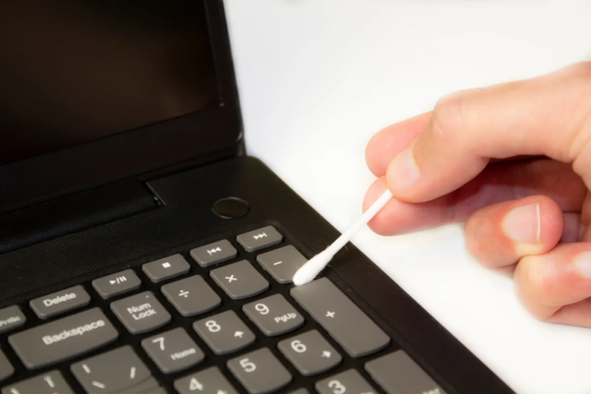 عود القطن لتنظيف لوحة الكومبيوتر المحمول