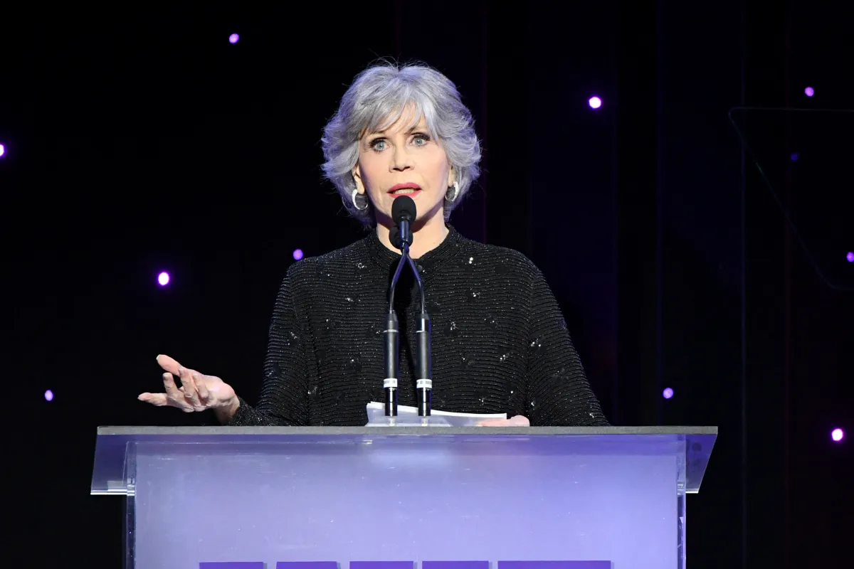 Jane Fonda speaks onstage during 2022 WIF Honors at The Beverly Hilton on October 27, 2022 in Beverly Hills, California. JC Olivera/Getty Images/AFP JC Olivera / GETTY IMAGES NORTH AMERICA / Getty Images via AFP