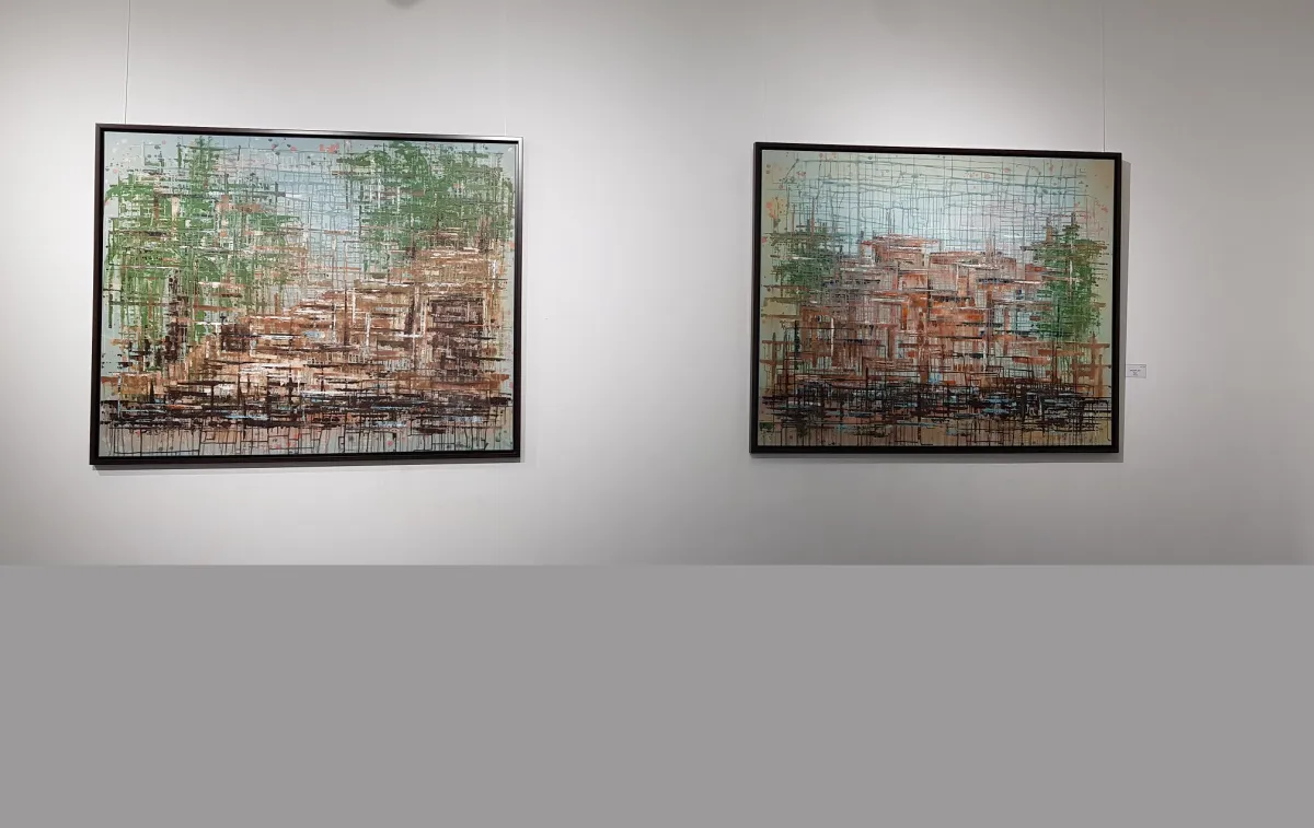 من لوحات الفنانة سمر الحريص المعروضة في صالة إيقاع الفن