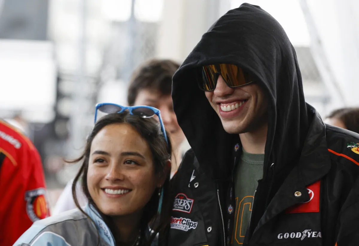 Pete Davidson and Chase Sui attend a tour prior to the NASCAR Cup Series 65th Annual Daytona 500 at Daytona International Speedway on February 19, 2023 in Daytona Beach, Florida. Sean Gardner/Getty Images/AFP