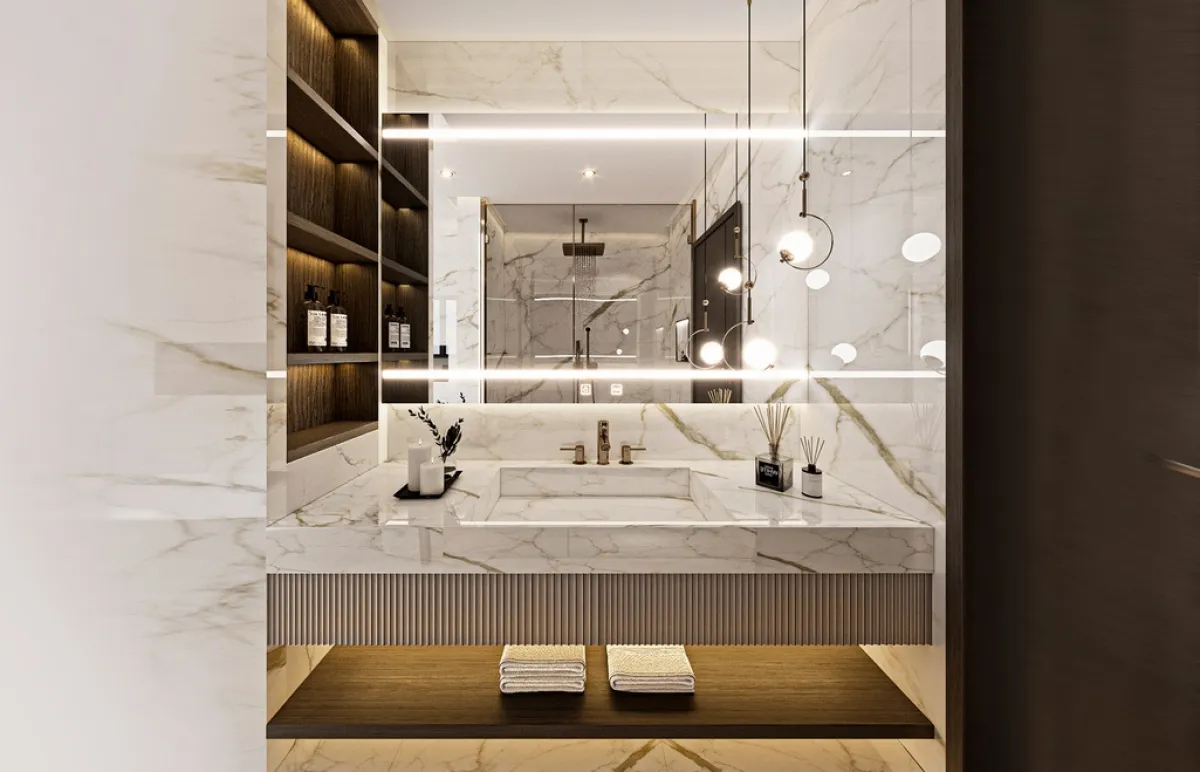 أفكار في الديكور لتوسيع الحمام "المودرن" صغير المساحة