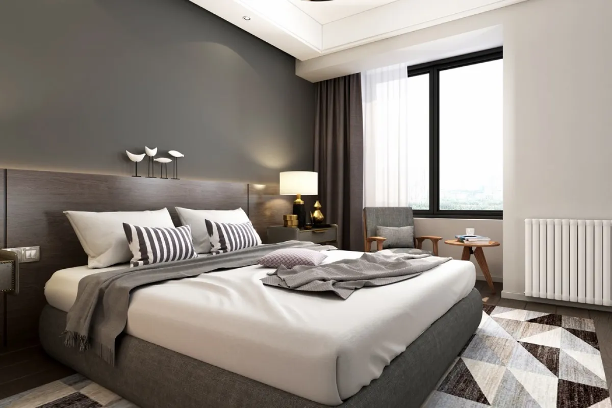 ألوان منسقة، بدراية، داخل غرفة النوم