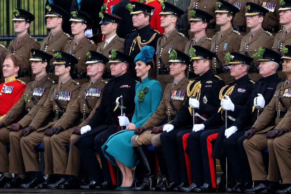 Prince William and Catherine at Mons Barracks in Aldershot, south west of London, on March 17, 2023. Adrian DENNIS / AFP