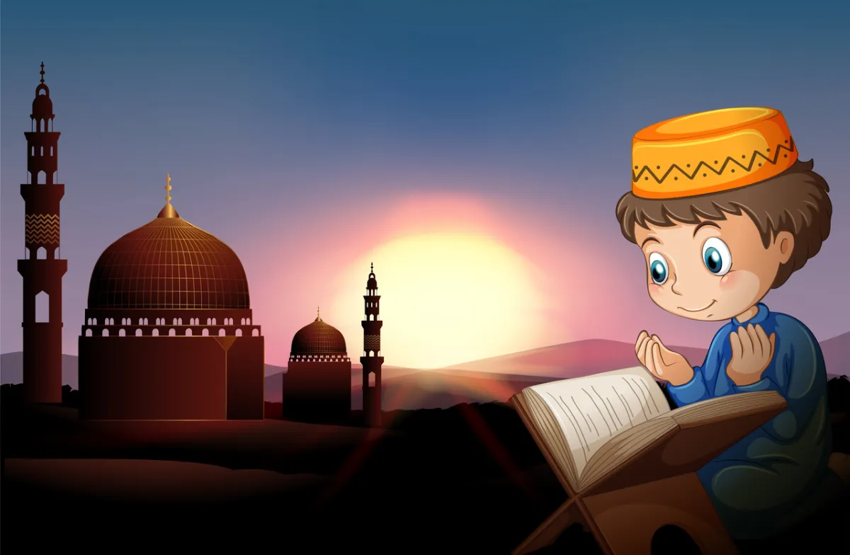 صورة لطفل يقرأ القرآن