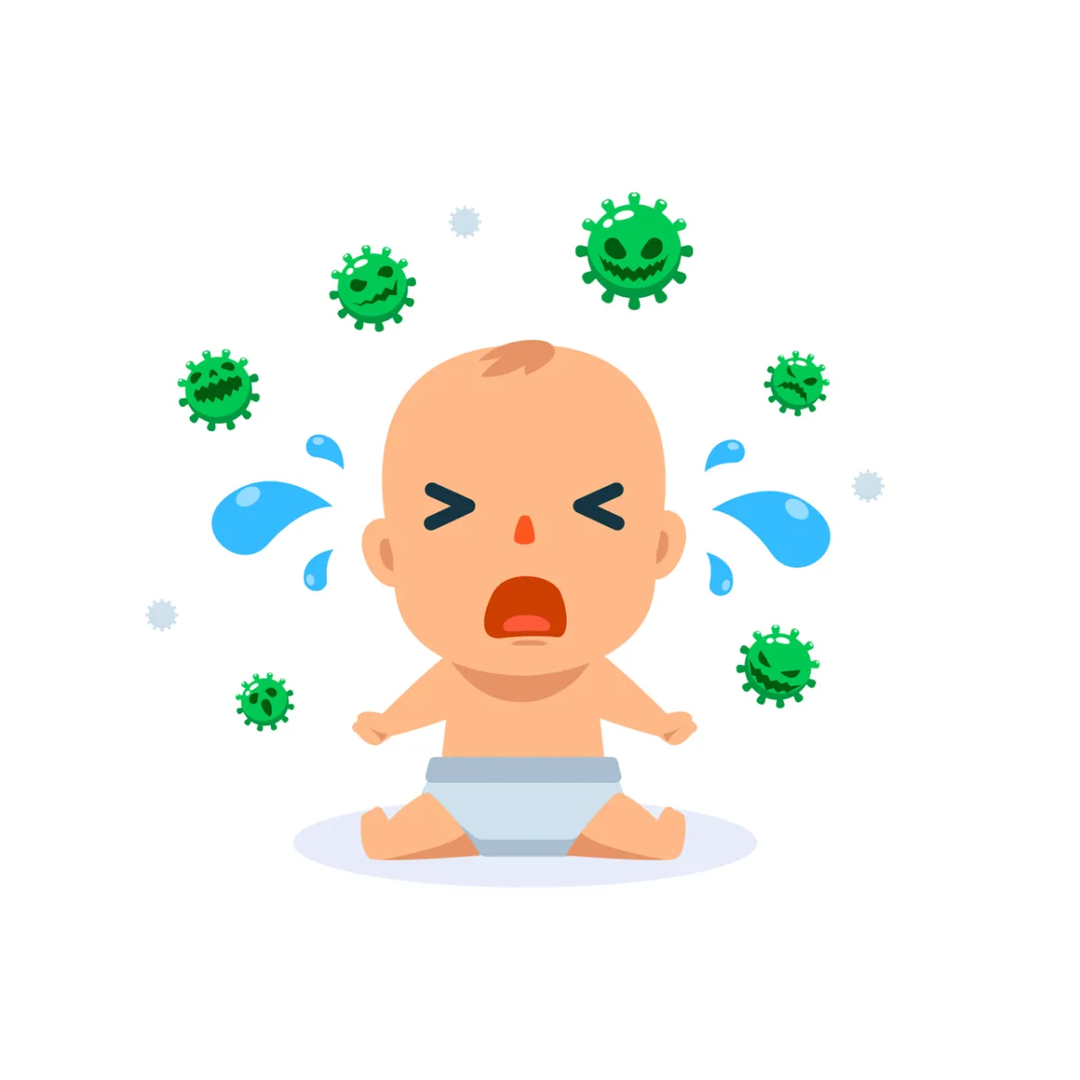 صورة عن إصابة الطفل بالجراثيم